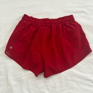 Red hotty hot 4” LR lululemon shorts